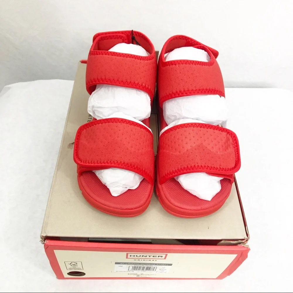 NEW Hunter Boots Kids Velcro Outdoor Sandals, Size 3 Boys, Size 4 Girls, Red